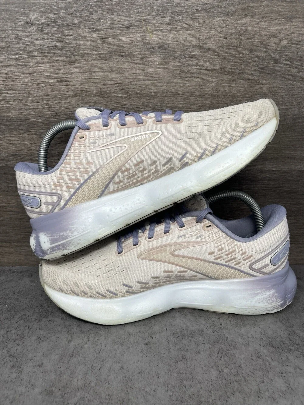 Brooks Glycerin 20 Beige Purple Womens Size 9 Running Walking Shoes 1203691B512
